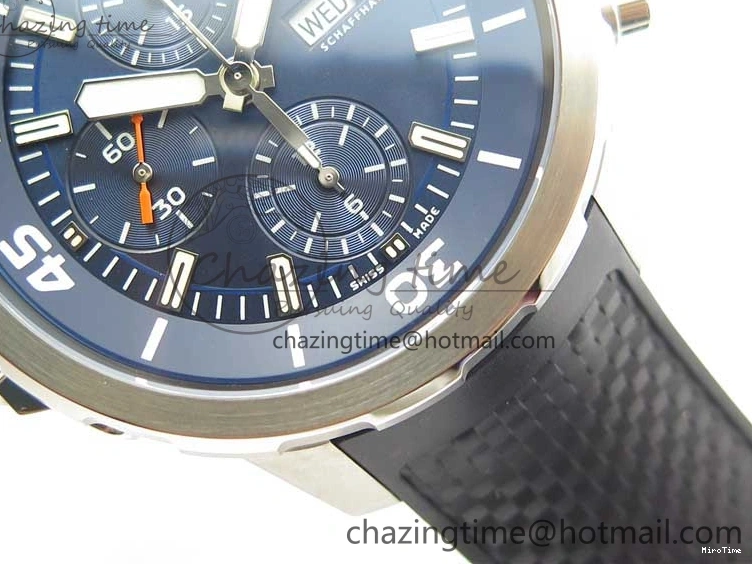 MIROTIME 1224 Aquatimer Chrono IW376803 V6F 1:1 Best Edition Blue Dial on Ruber Strap A Neat 7083